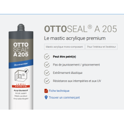 OTTOSEAL A 205 C01 Blanc – 310 ml | Mastic acrylique premium peinturable